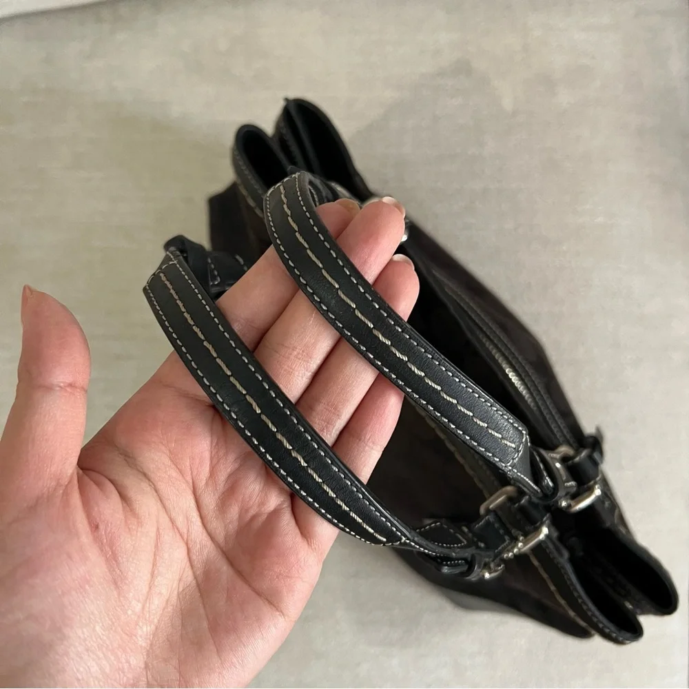 Coach Black Signature Canvas Satchel Tassle Leather Accents J04M-6038 - Picture 10 of 13